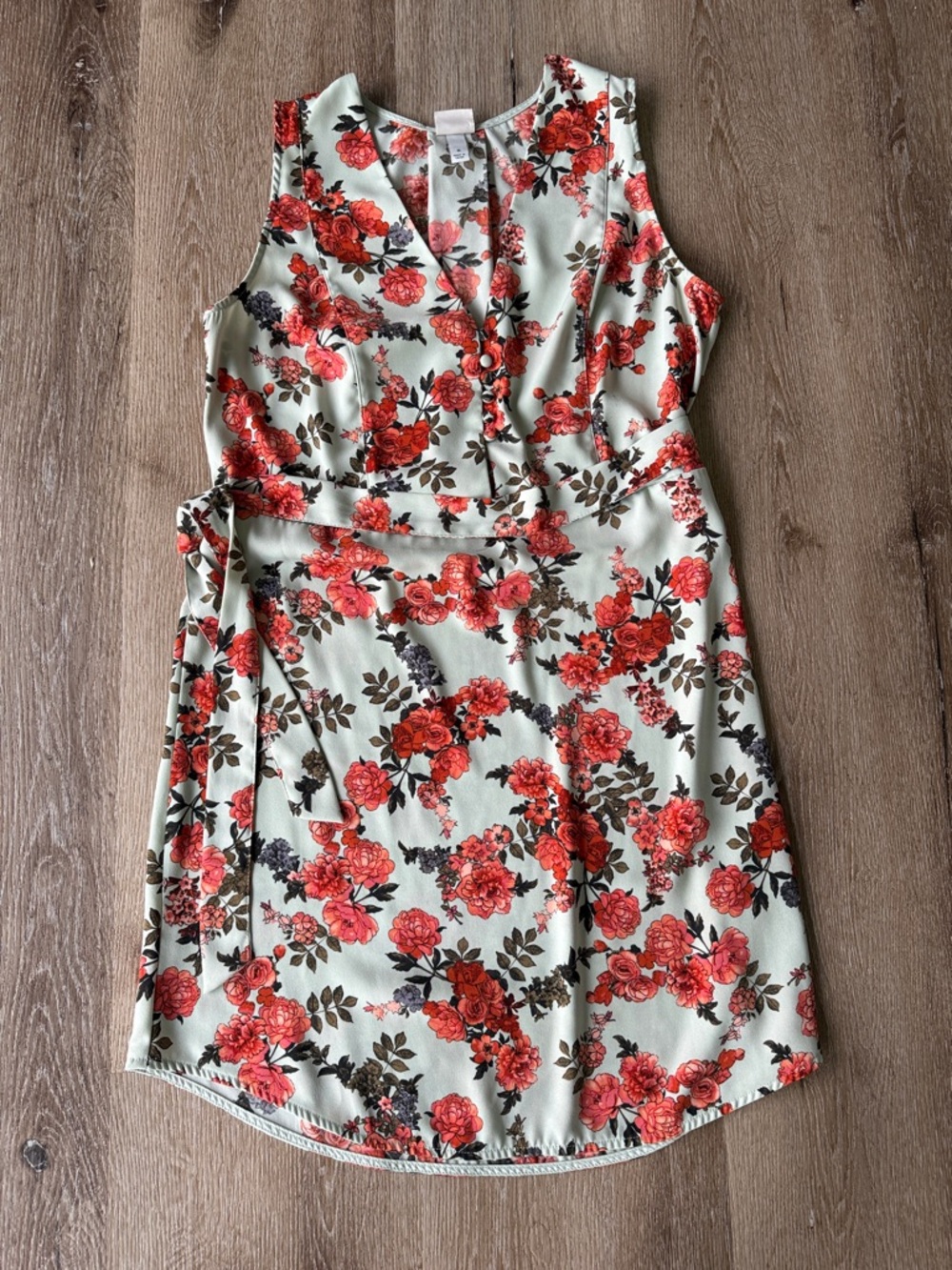 a new day Mint Floral Midi Dress with Red Rose Print